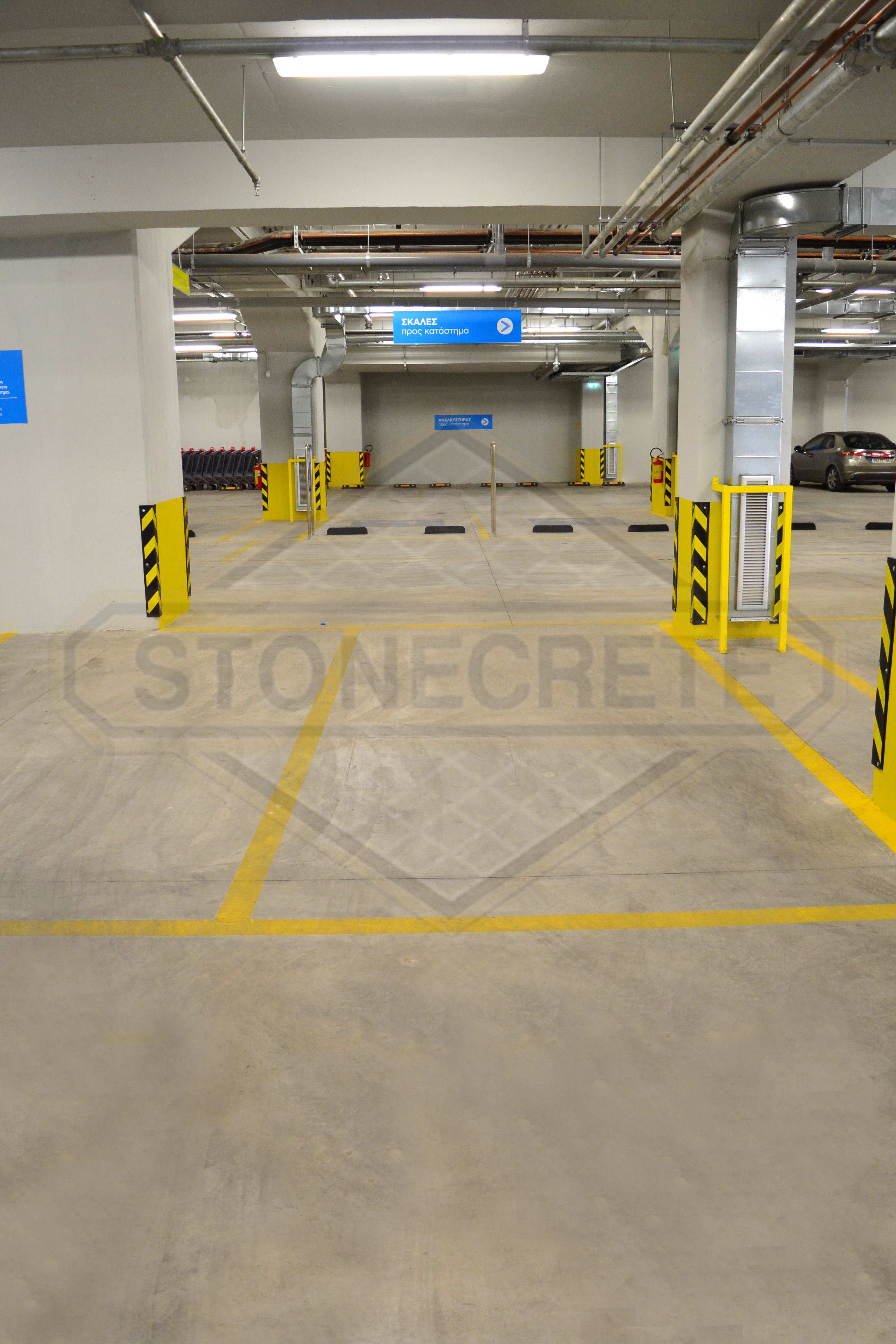 STONECRETE INDUSTRIAL FLOORS AND SAFETY RAMPS, CONSTRUCTED WITH THE USE OF STONECRETE COLOUR HARDENERS AND SEALER WITH STONECRETE SUPER PENETRATING SEALER