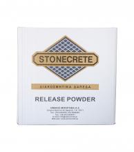 STONECRETE RELEASE POWDER, FOR THE COLOURING OF THE JOINTS AND OVERSHADOWING THE FINAL CONCRETE SURFACE AND THE DETACHMENT OF THE ELASTIC MOULDS FROM THE CONCRETE SURFACE AFTER STAMPING
